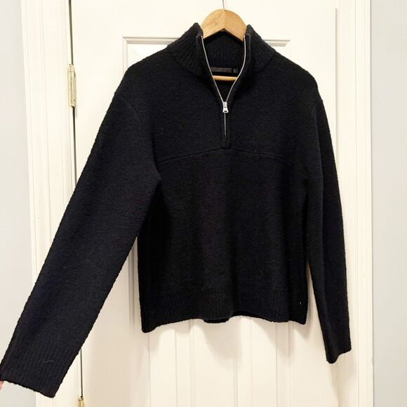 Jenni Kayne 1/2 Zip Sweater Black Size Medium Pullover Wool Blend - Picture 1 of 6